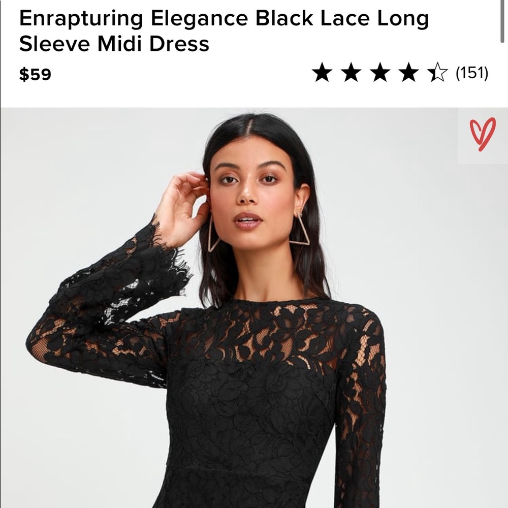 New with Tags Black Lace Dress